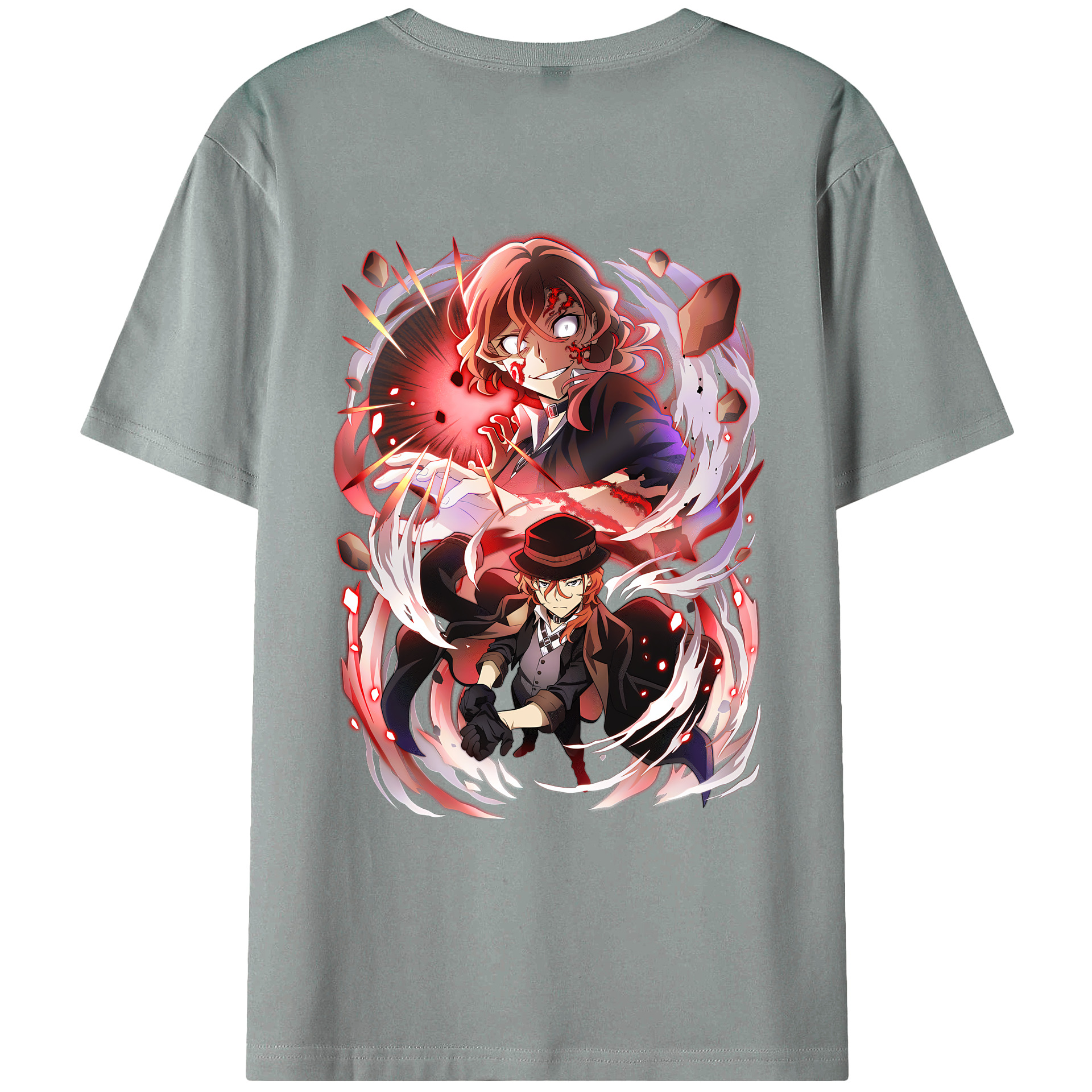 （画像用） 文豪ストレイドッグス Bungo Stray Dogs 綿100％ メンズ半袖Tシャツ（バックプリント） 通気性